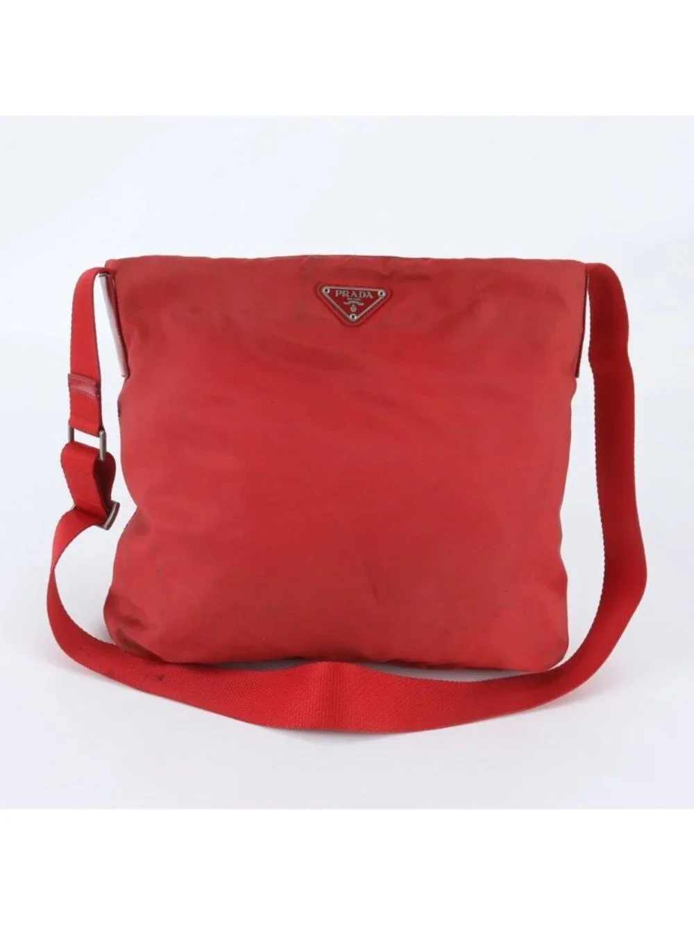 Prada Tessuto Nylon Triangle Logo Leather Shoulder Bag Crossbody Messenger